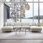 Vanilla Brown Leather U-Shaped Sectional