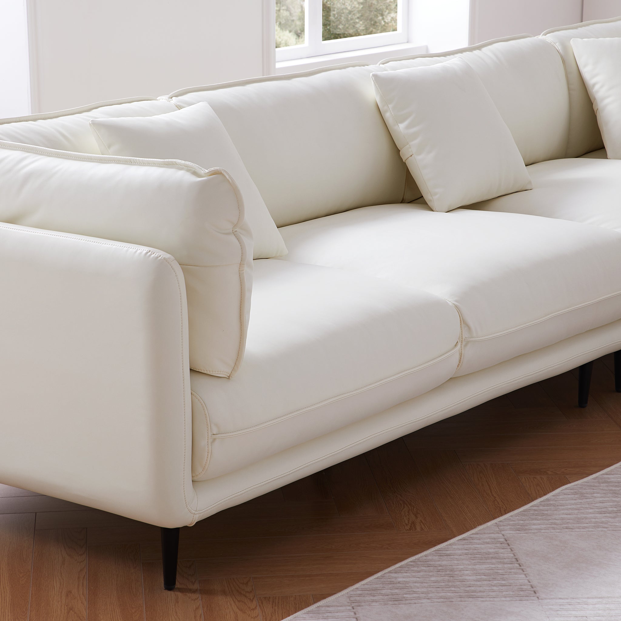 Vanilla Black Leather Sectional