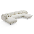 Vanilla Black Leather U-Shaped Sectional
