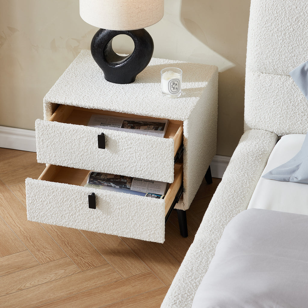 Cushy Boucle Fabric Nightstand