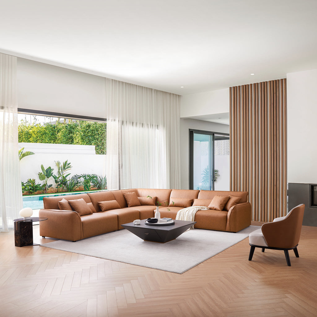 Milano Moda Minimalist Brown Corner Sofa