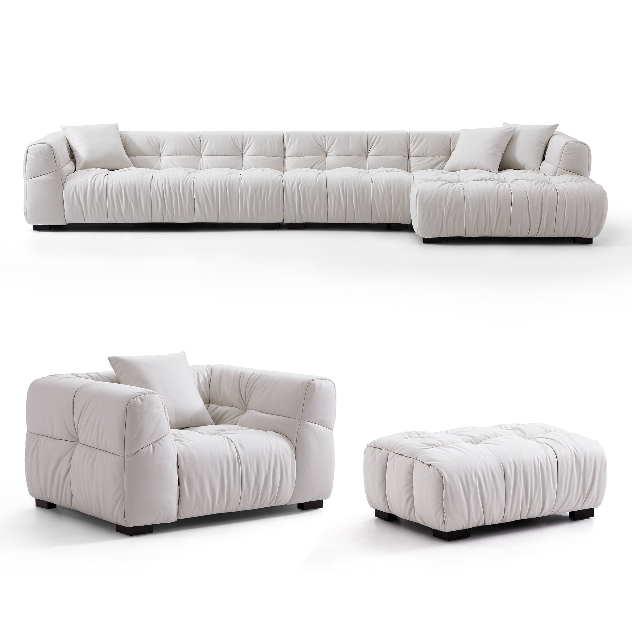 Boba Cream Leathaire Sectional Set
