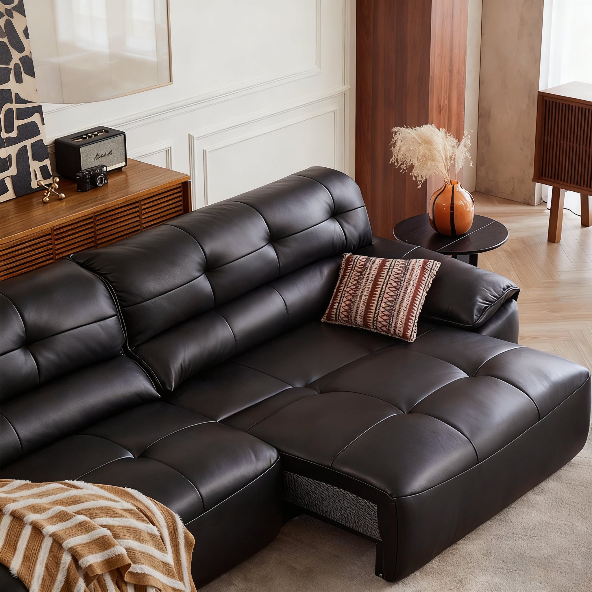 Ridhay Leather Sleeper Sofa