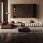 Piano L-Shaped Leather Sectional Sofa with Coffee Table