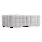 Cushy White Boucle Fabric Tufted Sofa