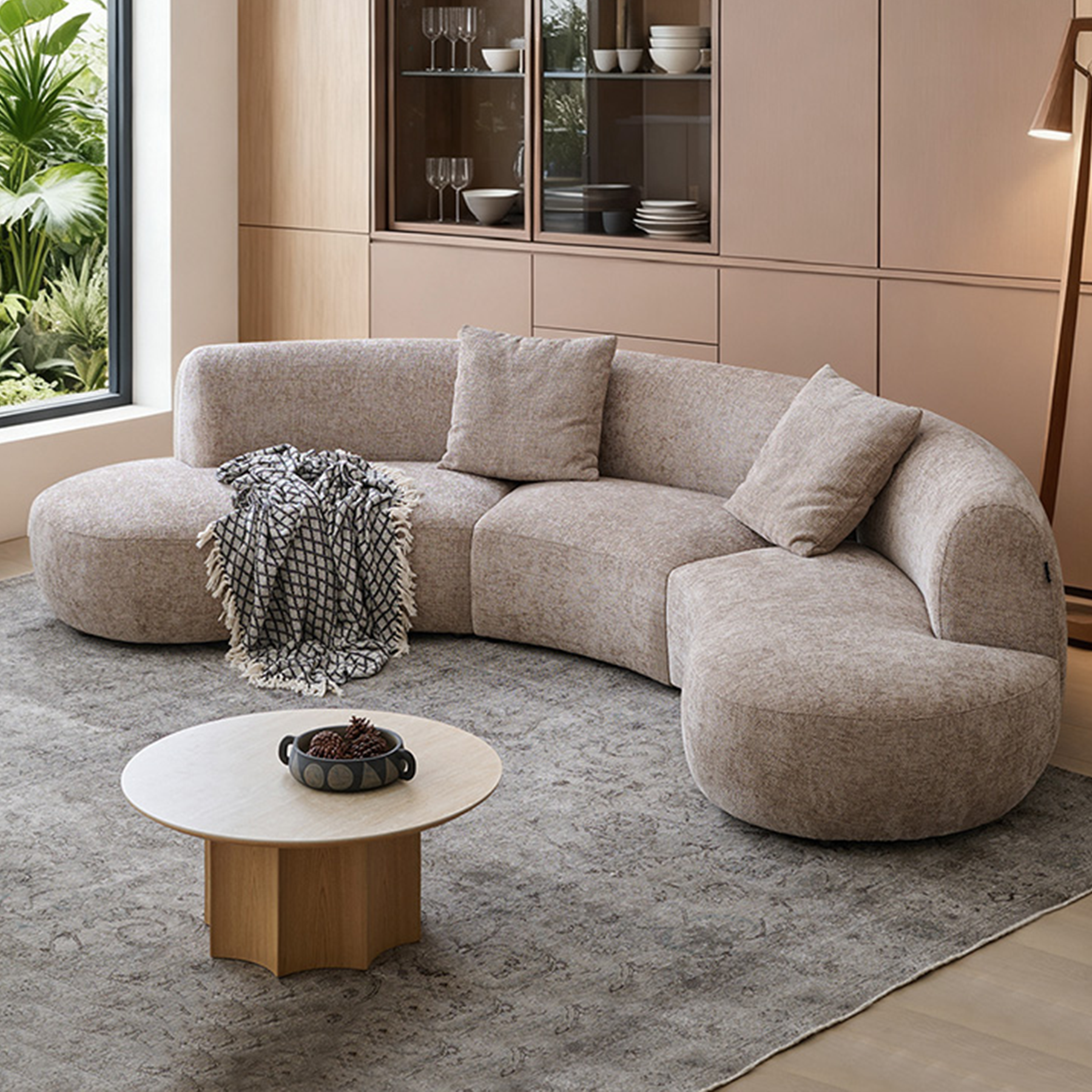 Nestled Curved Open-End Sectional Sofa