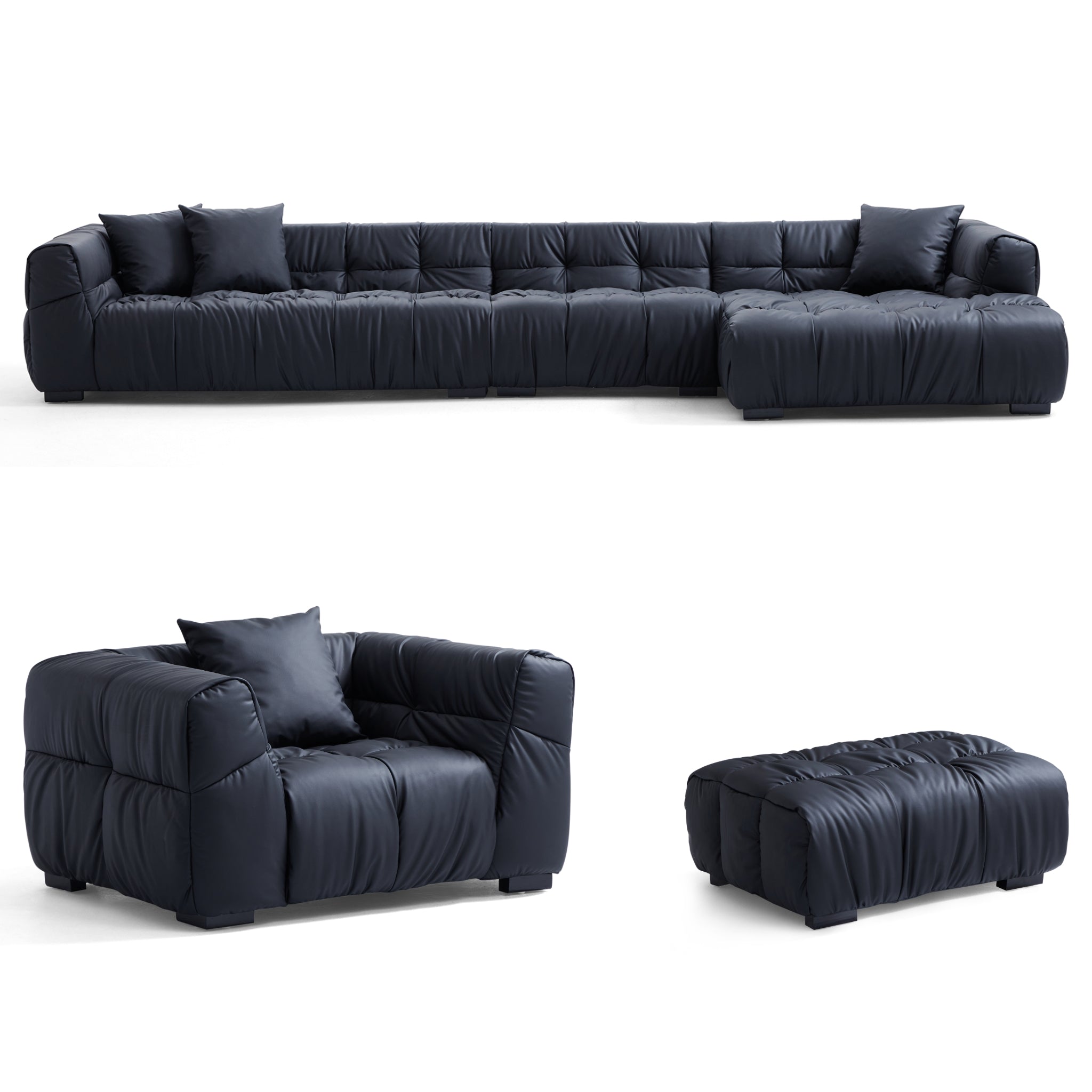 Boba Cream Leathaire Sectional Set