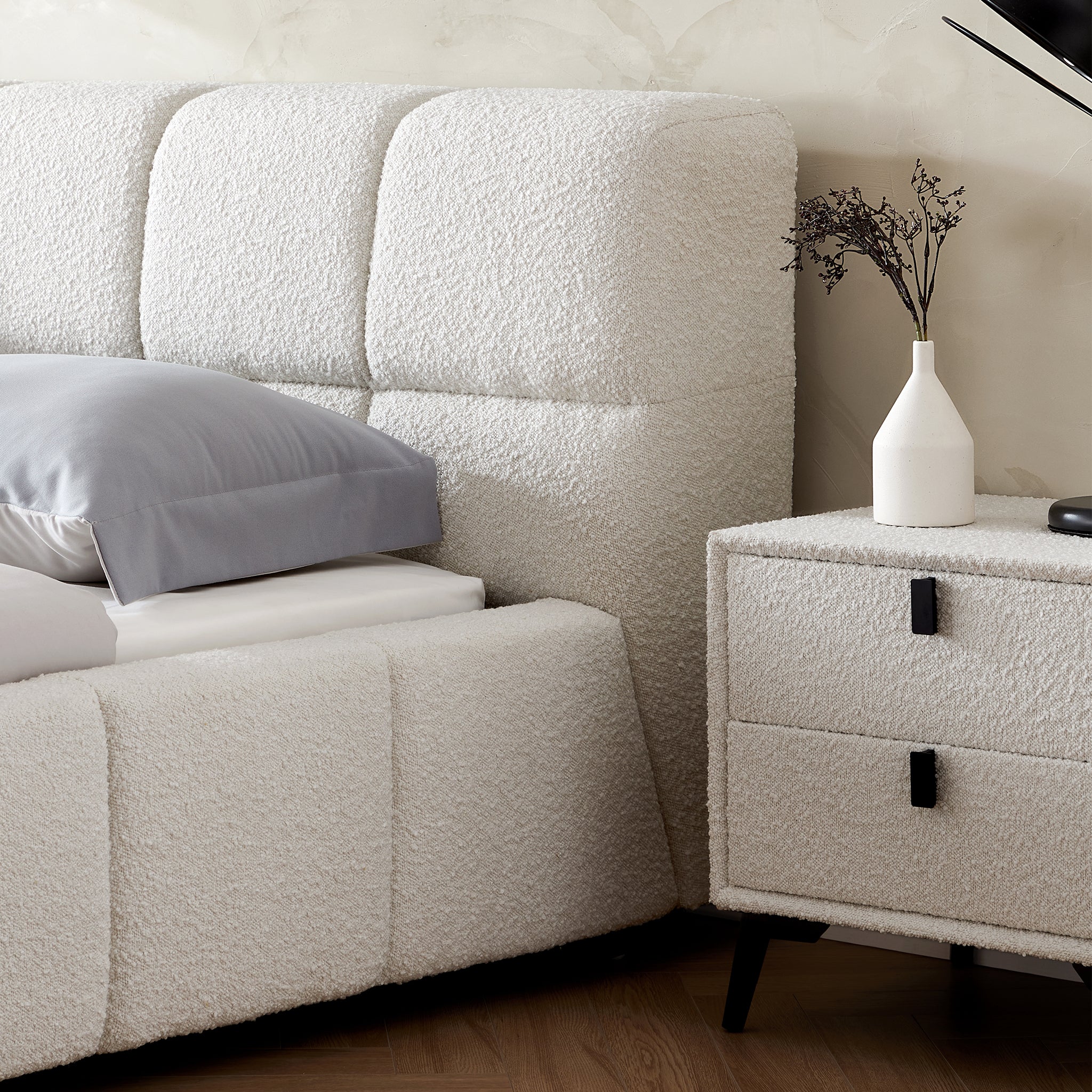 Cushy Boucle Fabric Bed