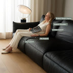 Croissant Noir Top Grain Leather Sofa