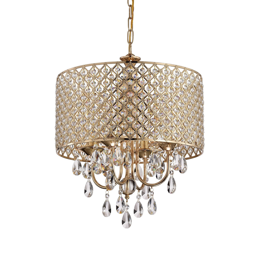 Lustre tambour à perles rondes avec cristaux suspendus