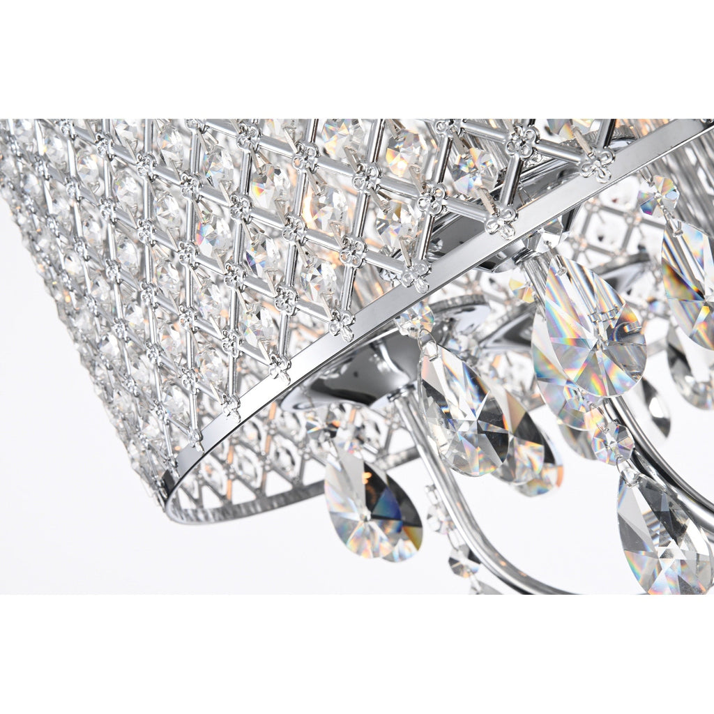 Lustre tambour à perles rondes avec cristaux suspendus