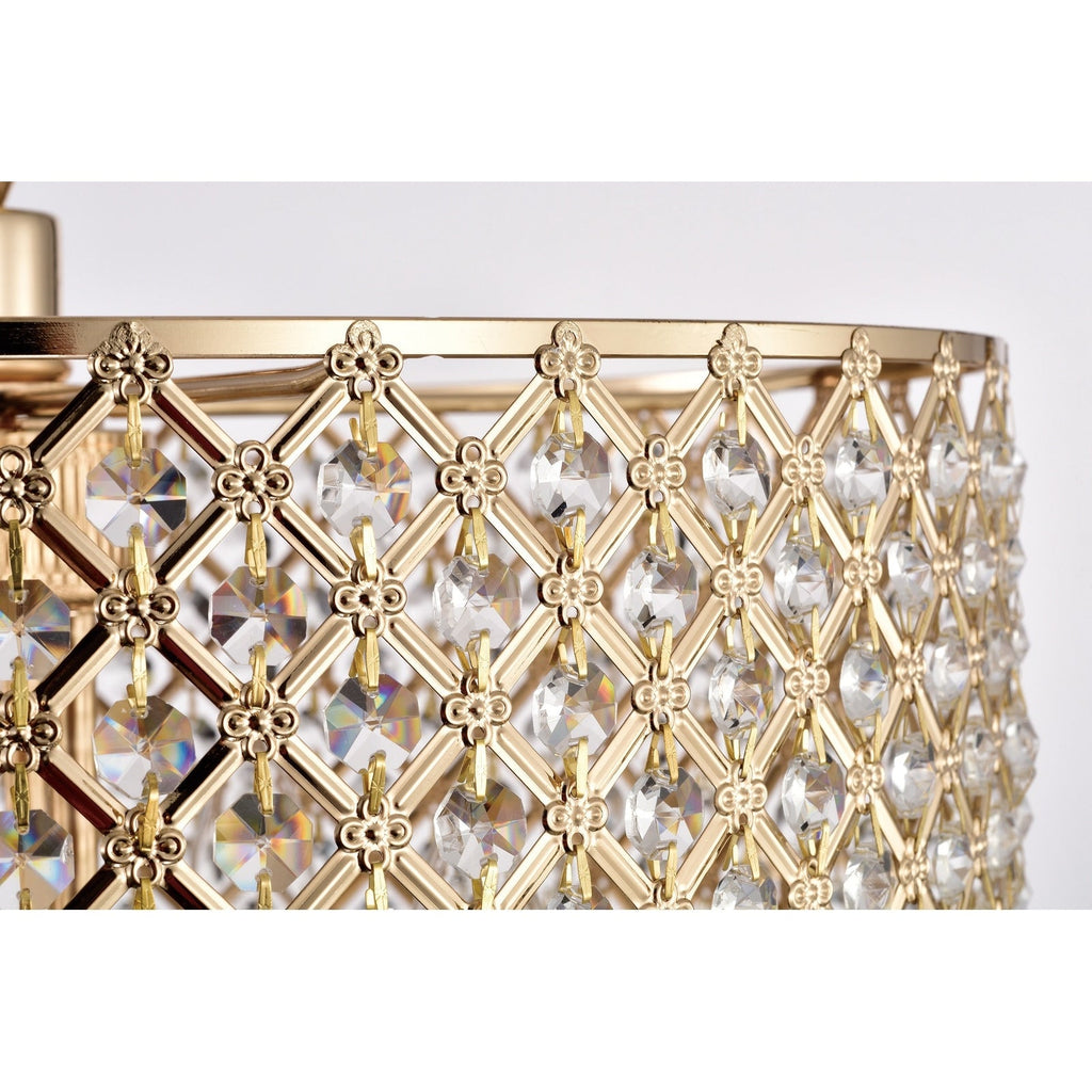 Lustre tambour à perles rondes avec cristaux suspendus