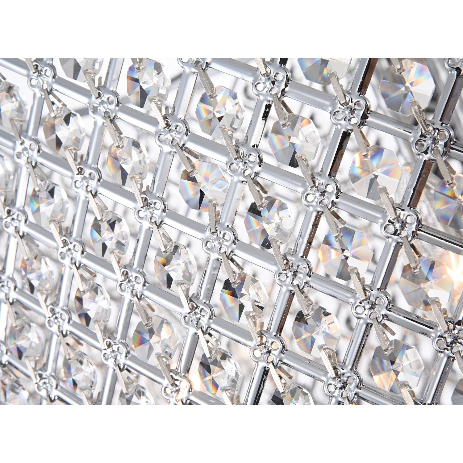 Lustre tambour à perles rondes avec cristaux suspendus