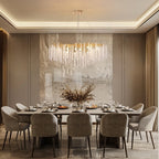 Lustre rectangulaire en cristal doré moderne de 40 po, branches d'arbre, luminaire suspendu pour îlot de cuisine, salle à manger