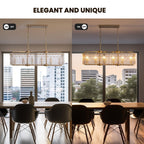 Lustre rectangulaire en cristal moderne linéaire de 40 po, 16 lumières, en laiton doré, pour salle à manger, salon, cuisine, îlot central