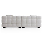 Cushy White Boucle Fabric Tufted Sofa