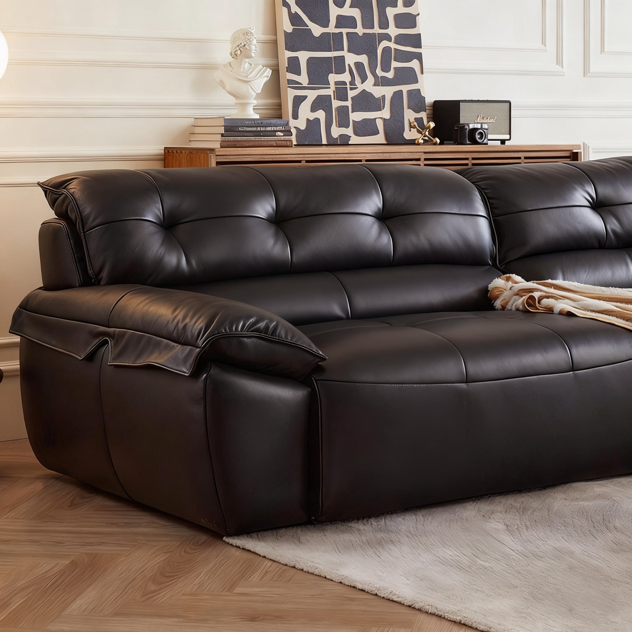 Ridhay Leather Sleeper Sofa