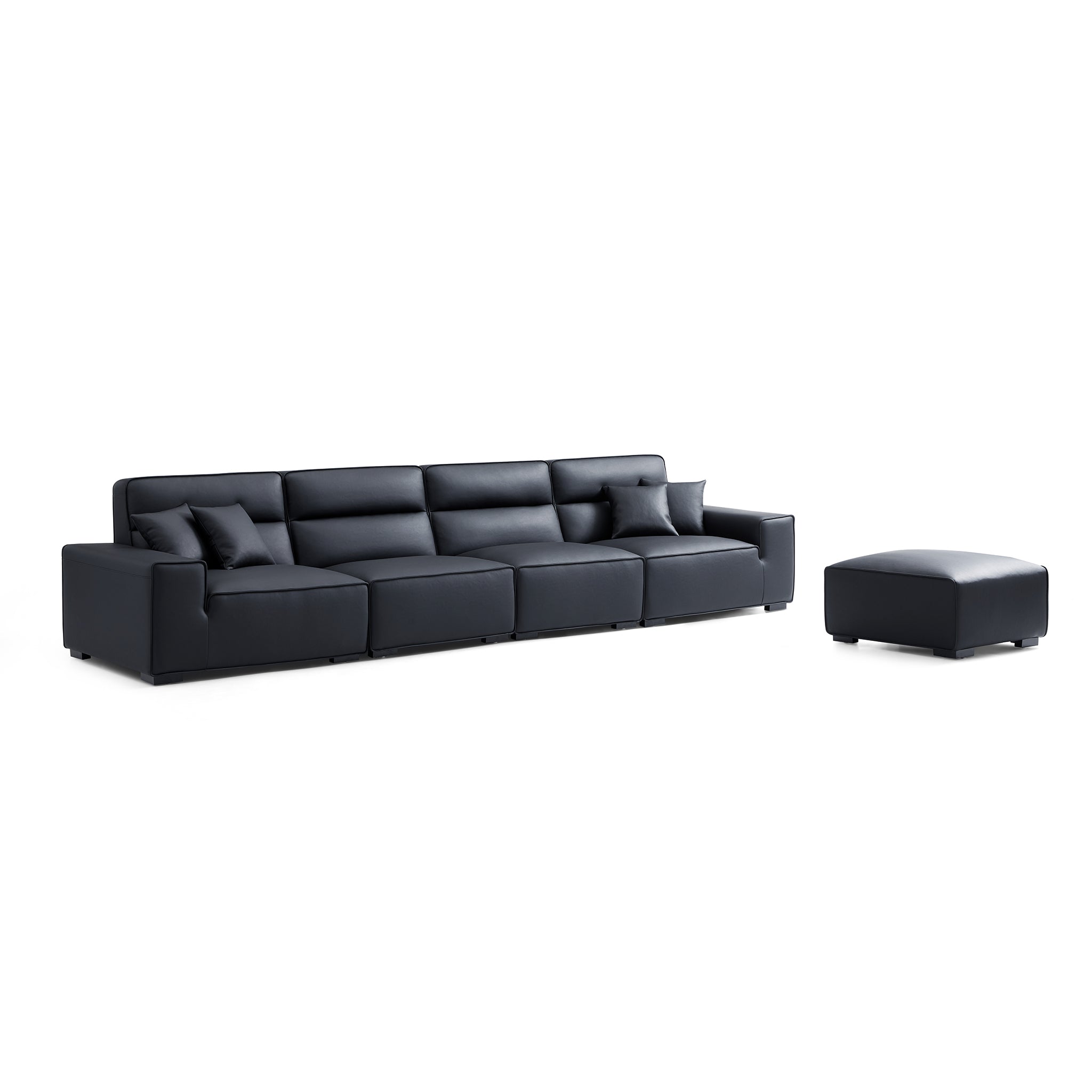Domus High-Back Modular Leather Sofa and Ottoman
