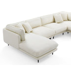 Vanilla Black Leather U-Shaped Sectional