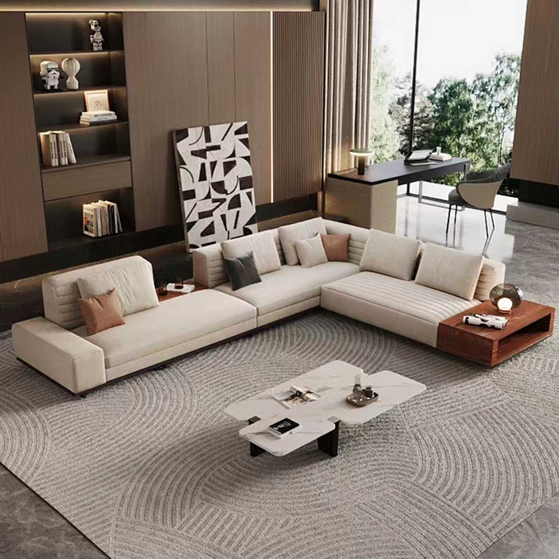 Brandy Channel Tufting Sectional with Coffee Table