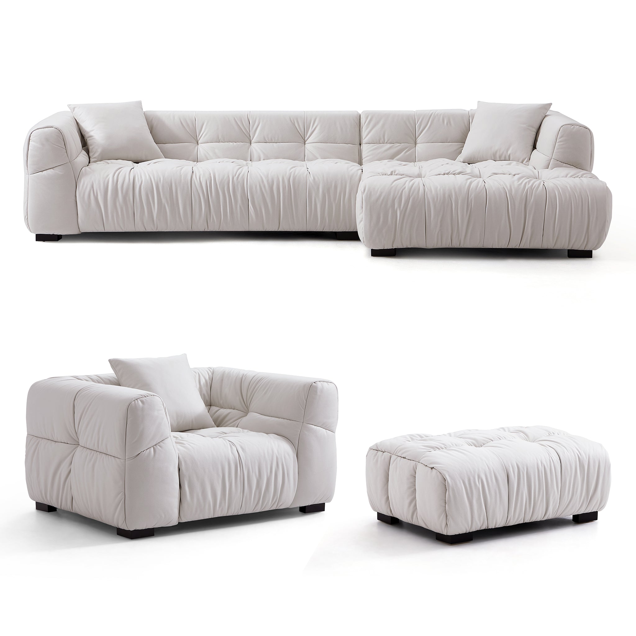 Boba Cream Leathaire Sectional Set