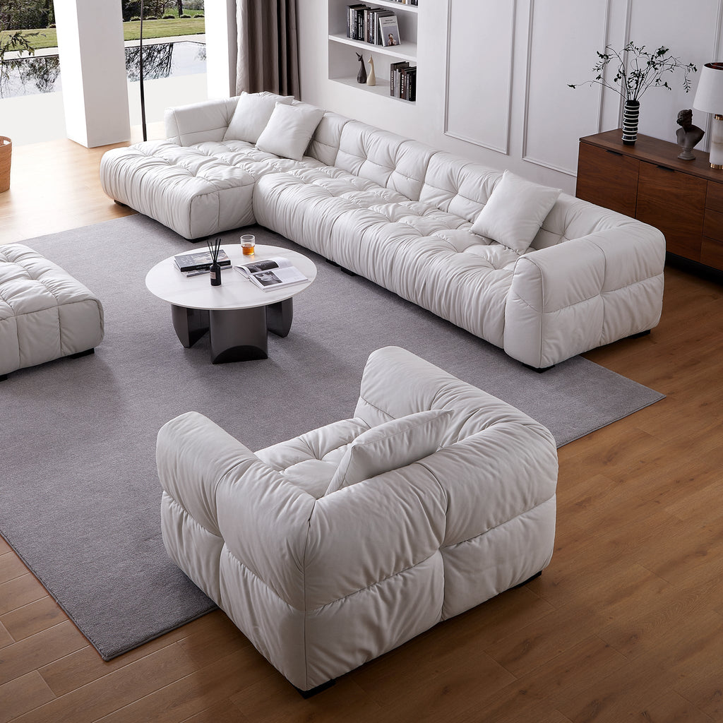 Boba Cream Leathaire Sectional Set