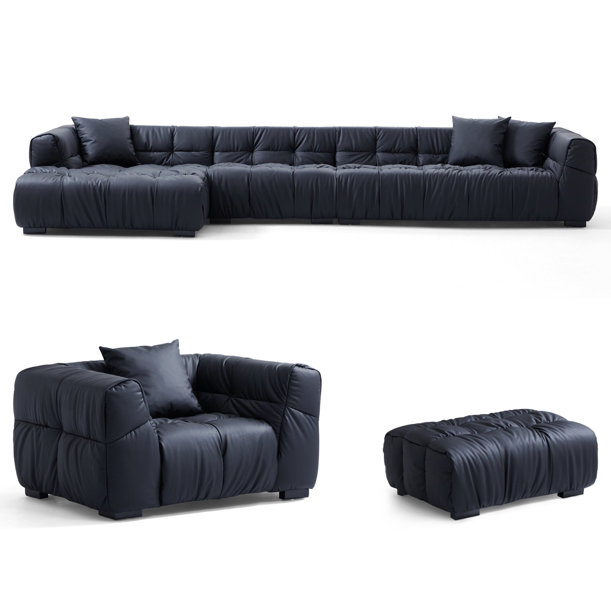Boba Cream Leathaire Sectional Set