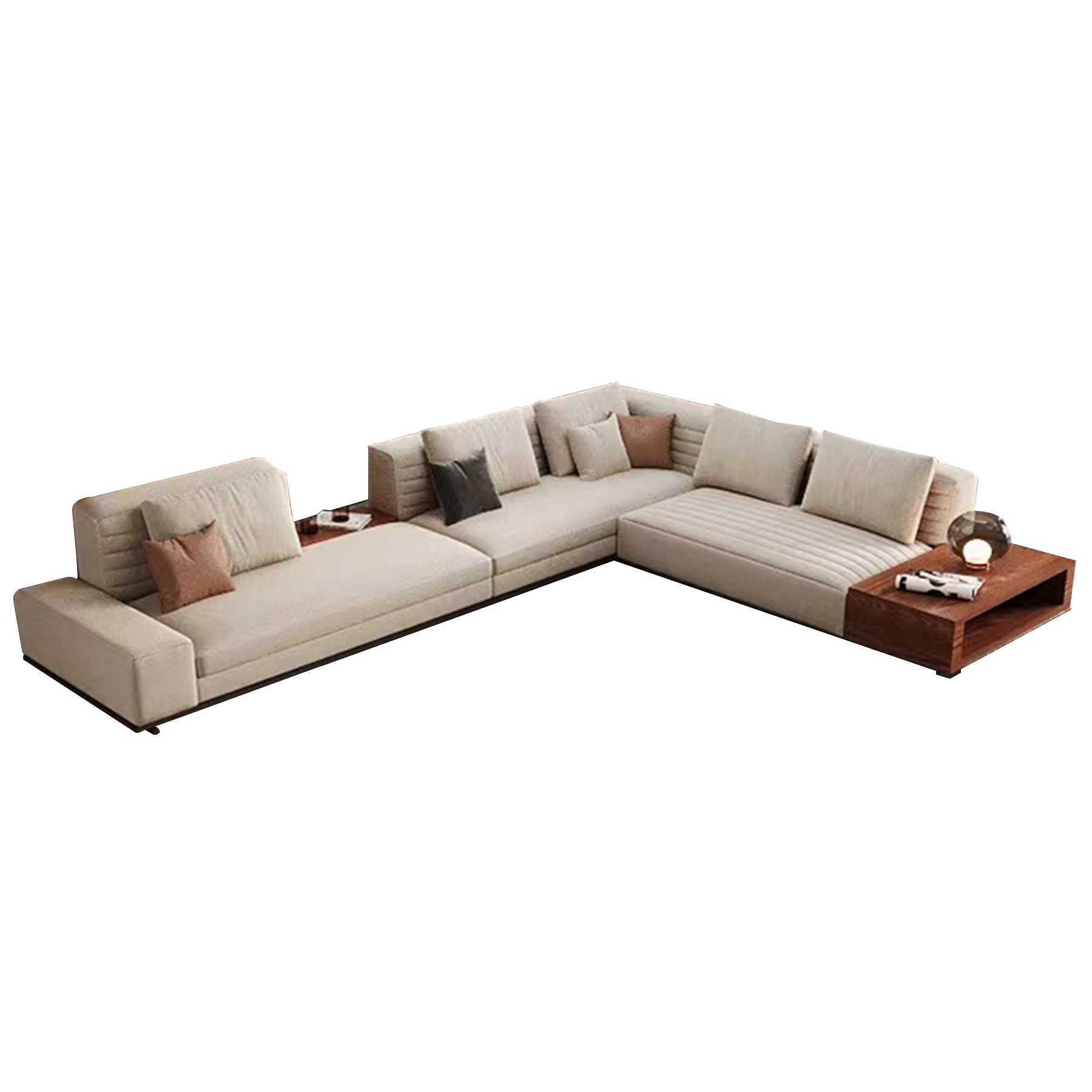 Brandy Channel Tufting Sectional with Coffee Table