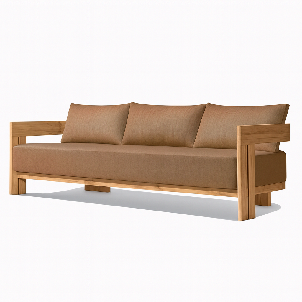 Camryn Outdoor Chat Set With Cushions, Teak/Coffee