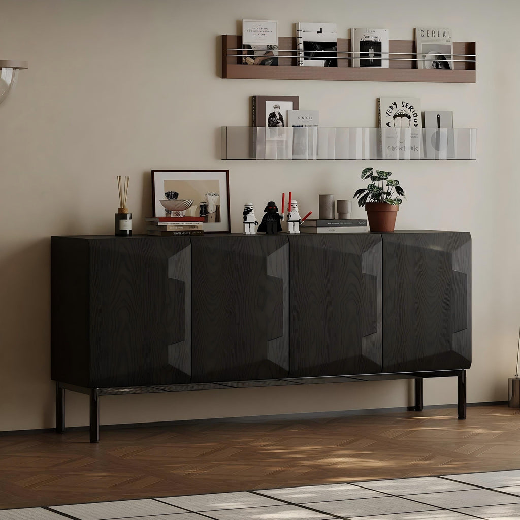 Florence Black Solid Wood Sideboard Cabinet