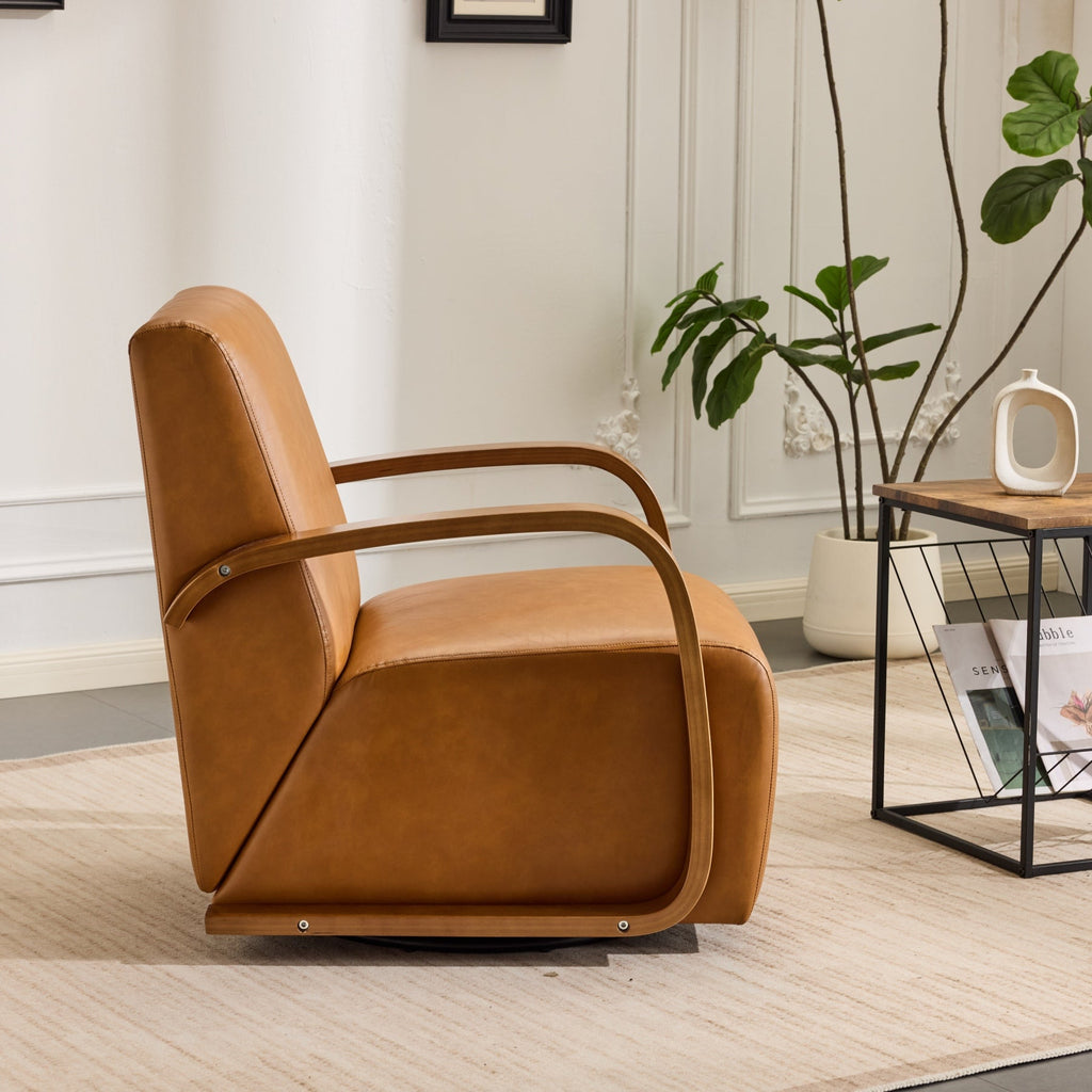 Savile Brown Leather Swivel Armchair