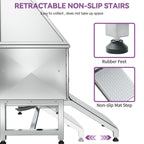 Baignoire de toilettage réglable en acier inoxydable de 50 po de largeur avec rampe - Argent