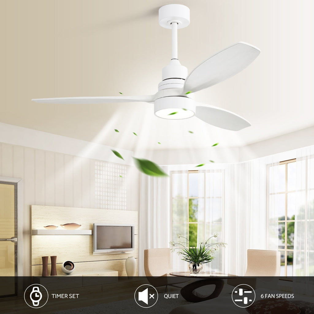 Ventilateur de plafond à LED intégré 48 et 52 pouces avec lumière et télécommande, moteur CC réversible