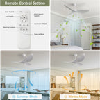 Ventilateur de plafond moderne en bois massif/ABS de 52 pouces avec télécommande (sans lumière), 6 vitesses de vent, flux d'air réversible