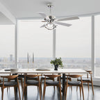 Ventilateur de plafond LED d'intérieur moderne chromé/noir à intensité variable avec lumière et télécommande