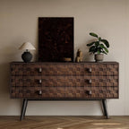 Arden Dark Walnut Woven Sideboard Cabinet
