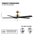 Ventilateur de plafond d'intérieur WINGBO 54 pouces avec moteur à courant continu sans éclairage - N/A