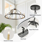 Lustre rond à 24 lumières en forme de roue de chariot de 54 pouces