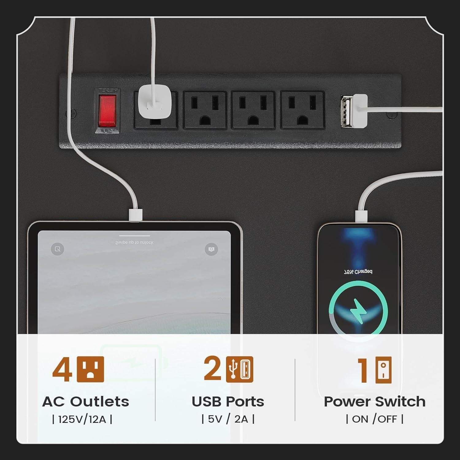 Bureau de direction de ferme Bureau à domicile Tiroir de classement Support d'écran Prise de courant
