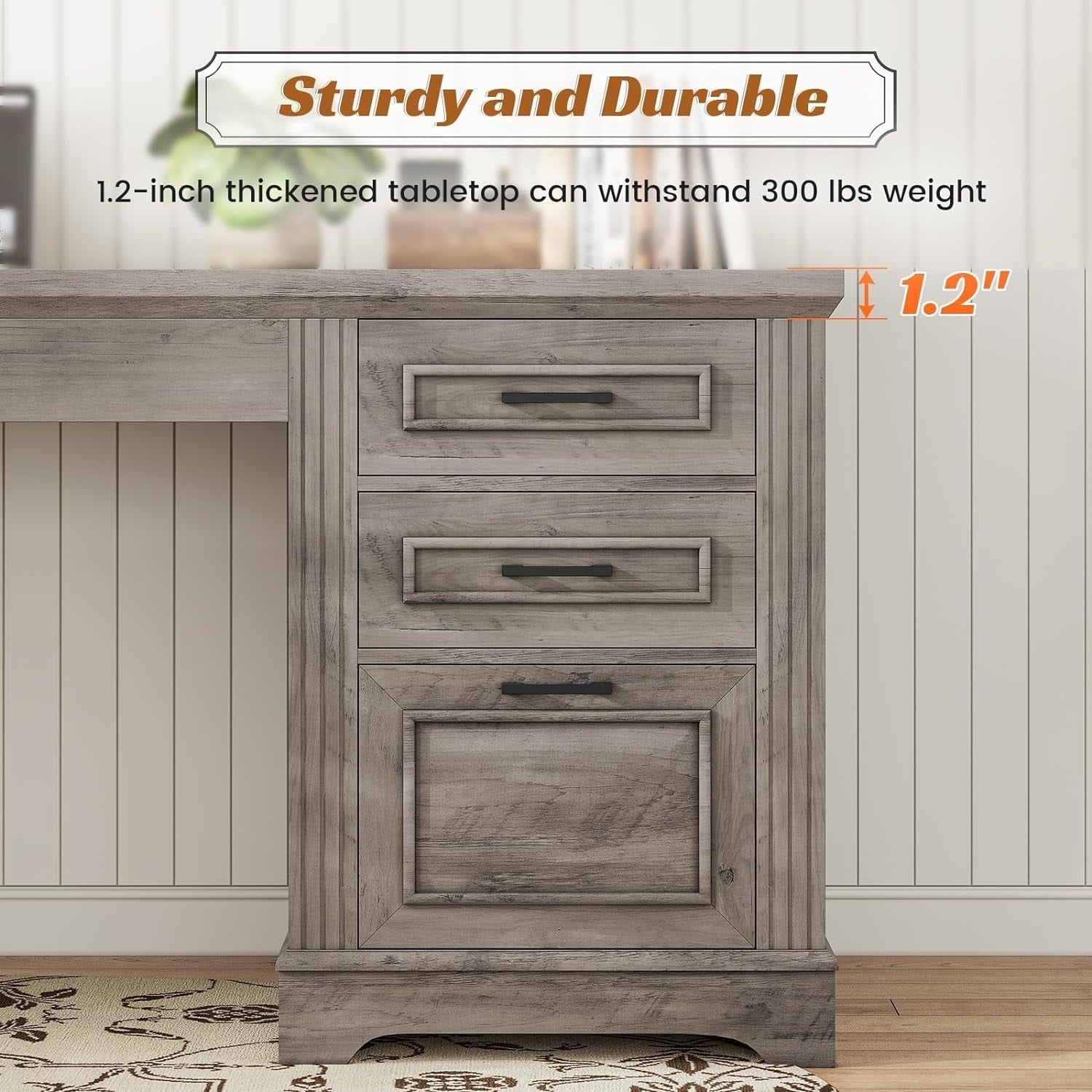 Bureau de direction de ferme Bureau à domicile Tiroir de classement Support d'écran Prise de courant