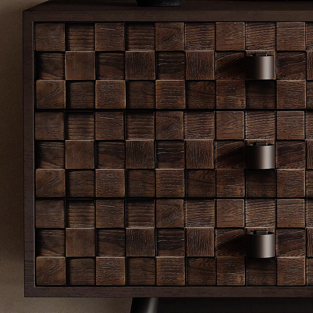 Arden Dark Walnut Woven Sideboard Cabinet