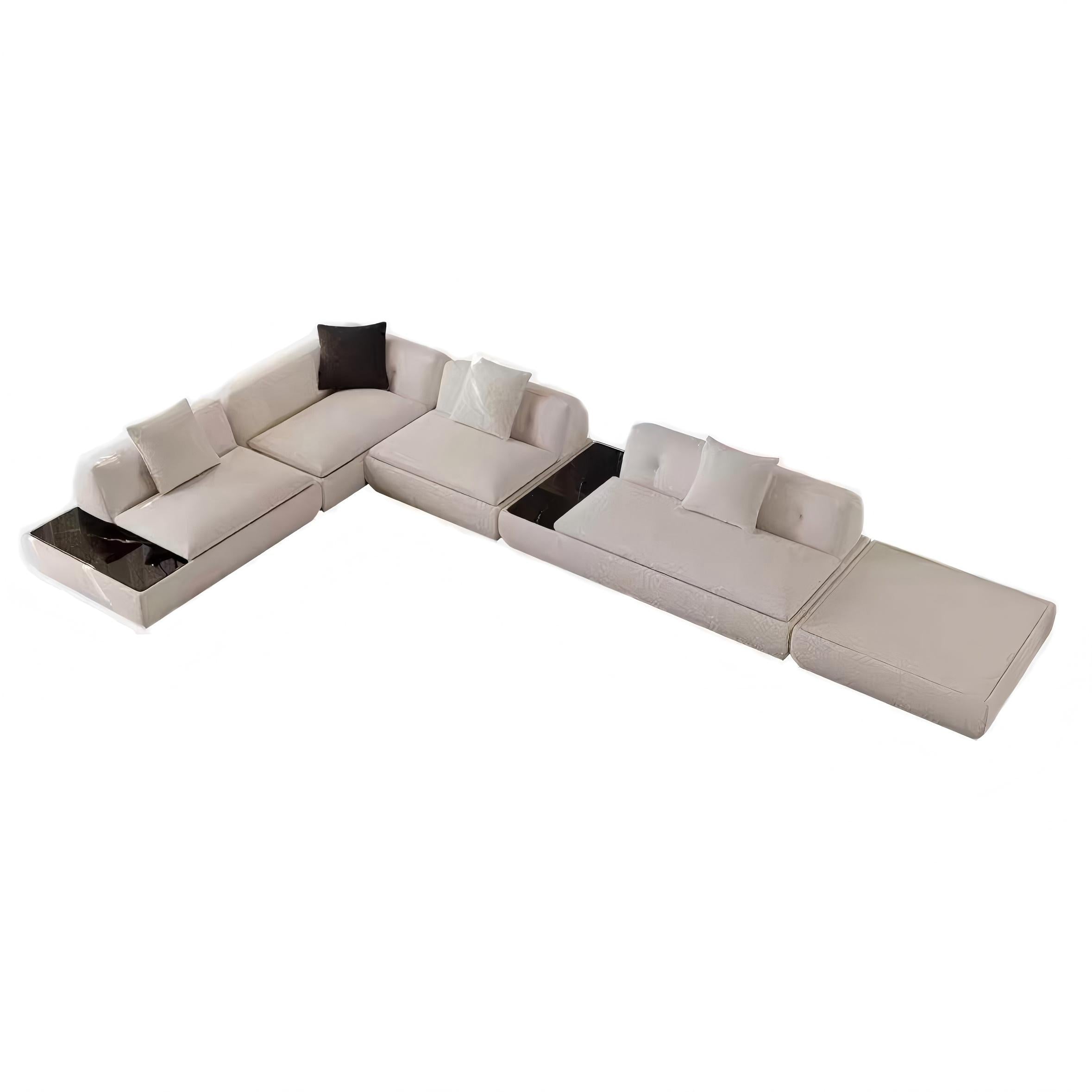 Silver Moon Boucle L-Shaped Sectional Sofa