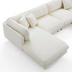Vanilla Brown Leather U-Shaped Sectional