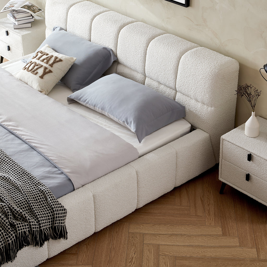 Cushy Boucle Fabric Bed