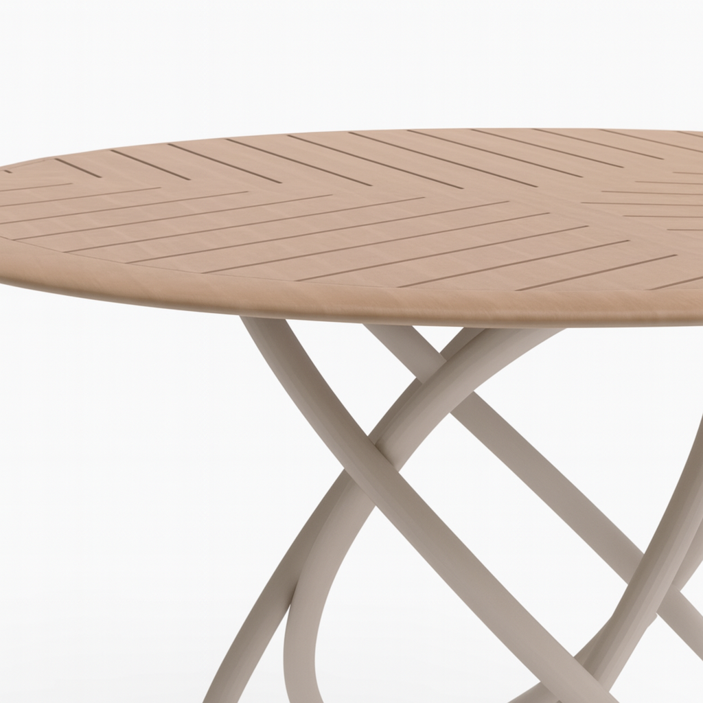 Chloe Outdoor 4-Person Patio Dining Set with Round Teak-Top Table