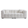 Cushy White Boucle Fabric Tufted Sofa