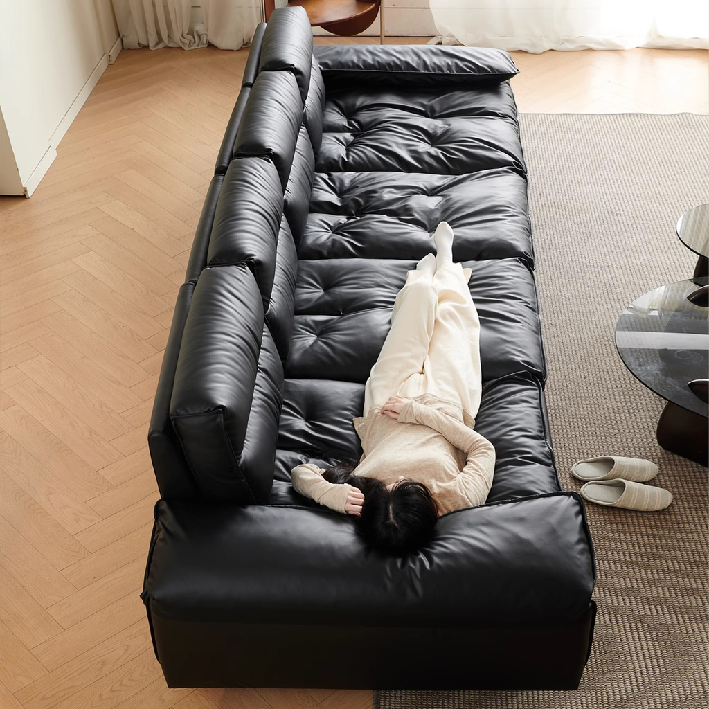 Lewis Adjustable Backrest Ultra-Wide Leather Sofa
