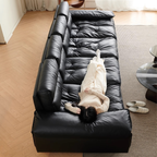 Lewis Adjustable Backrest Ultra-Wide Leather Sofa