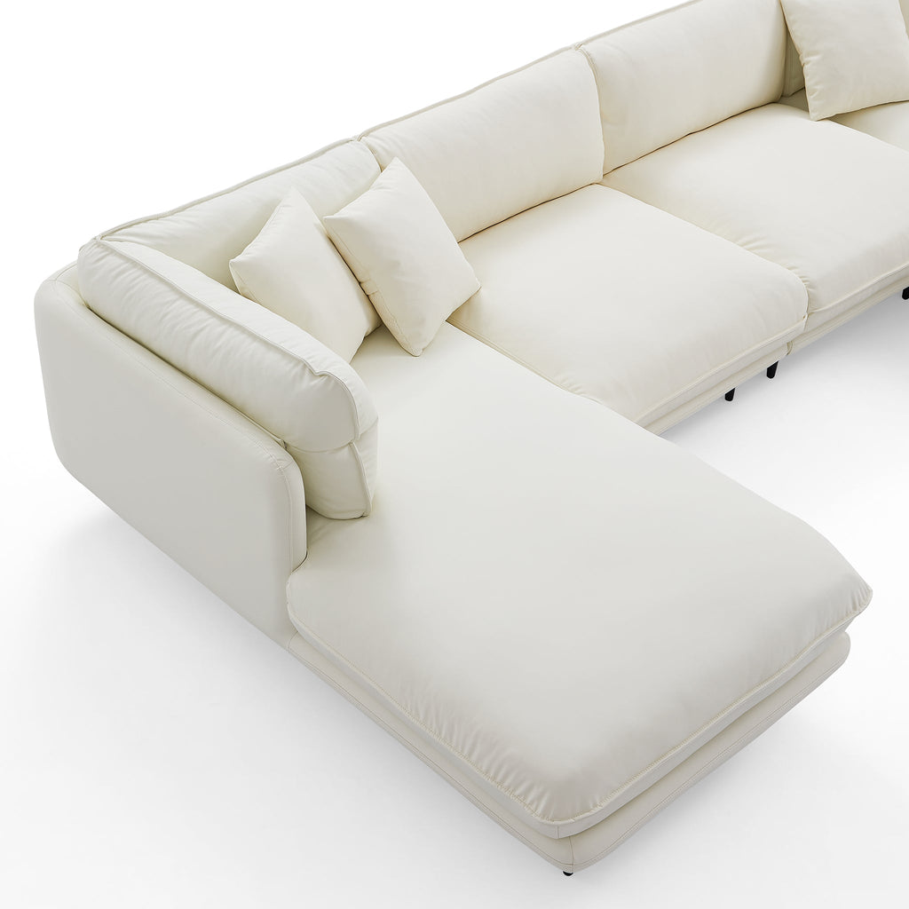 Vanilla Black Leather U-Shaped Sectional