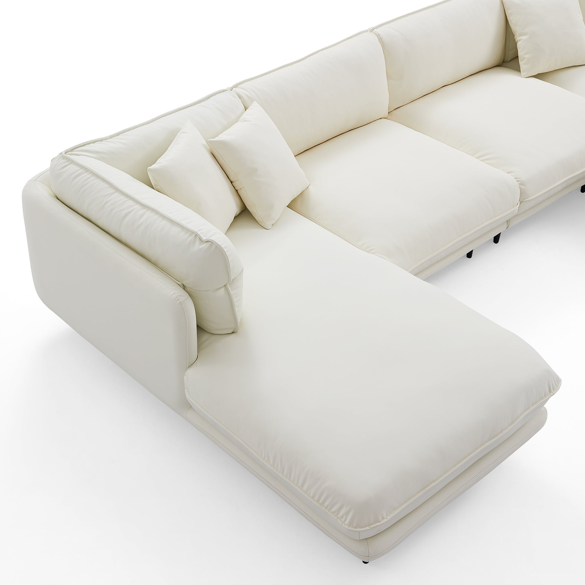 Vanilla Black Leather U-Shaped Sectional